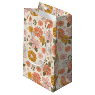 Pink & Orange Flower Garden Pattern Small Gift Bag
