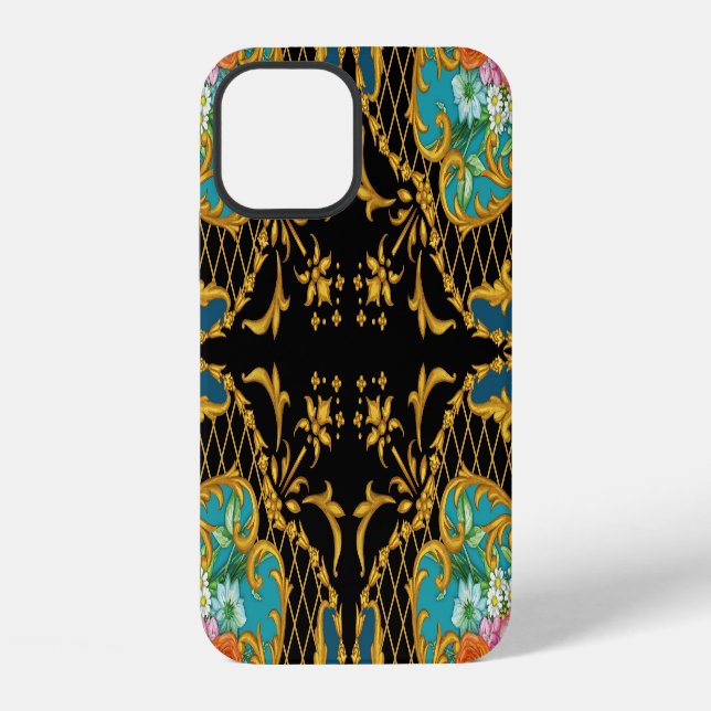 Pink Orange Flowers: Square Composition iPhone Case (Back)