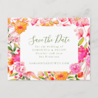 Pink Orange Flowers Wedding Budget Save the Date
