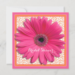 Pink Orange Gerbera Daisy Bridal Shower Invitation