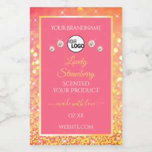 Pink Orange Glitter Product Labels Logo Diamonds