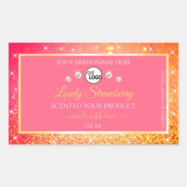 Pink Orange Glitter Product Labels Logo Diamonds (Front)