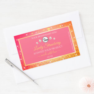 Pink Orange Glitter Product Labels Logo Diamonds