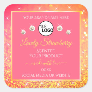 Pink Orange Glitter Product Labels Logo Diamonds