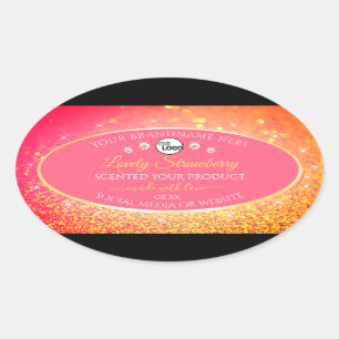 Pink Orange Glitter Product Labels Logo Diamonds