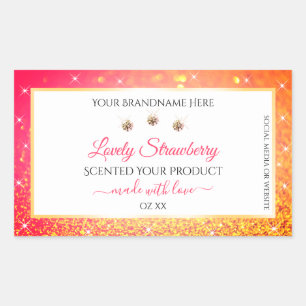 Pink Orange Glitter White Product Labels Diamonds