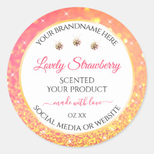 Pink Orange Glitter White Product Labels Diamonds