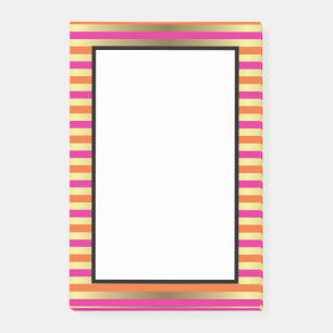 Pink, Orange & Gold Faux Metallic Stripes Post-it Notes