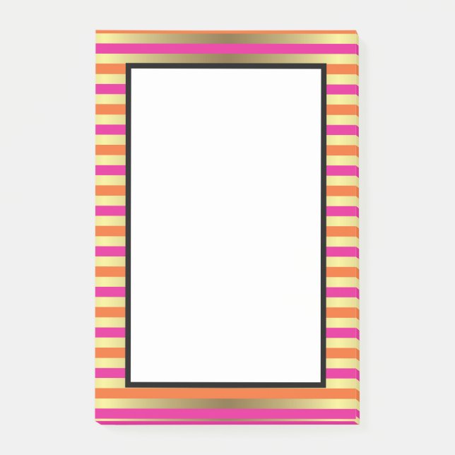 Pink, Orange & Gold Faux Metallic Stripes Post-it Notes (Front)