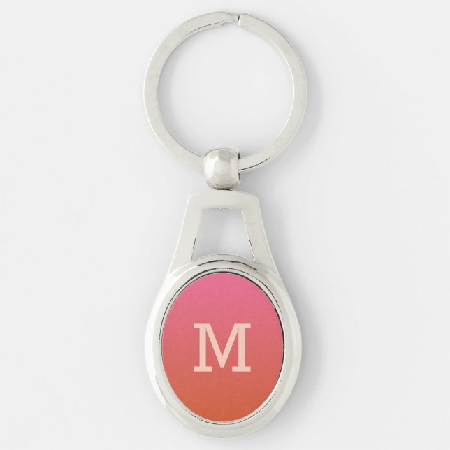 Pink Orange Gradient custom monogram key chain (Front)