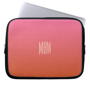 Pink Orange Gradient custom monogram laptop sleeve