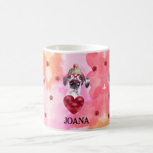 Pink Orange Great Dane Valentine's Day Gift Dog Coffee Mug