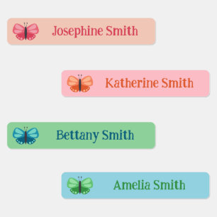 Pink Orange Green Blue Cute Butterfly Add Name
