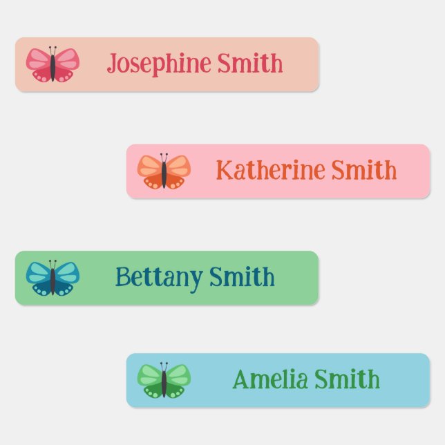 Pink Orange Green Blue Cute Butterfly Add Name (Group)