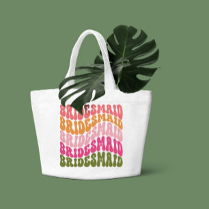 Pink orange green girly retro simple vibes large tote bag
