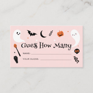 Pink Orange Halloween Baby Shower Guess How Many Enclosure Card