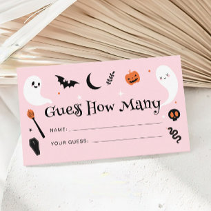 Pink Orange Halloween Baby Shower Guess How Many Enclosure Card
