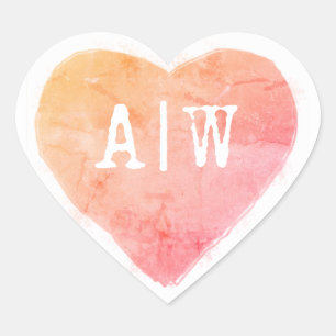 Pink Orange Heart Monogram Wedding Envelope Seal