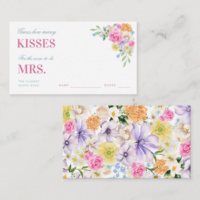 Pink & Orange How Many Kisses Bridal Shower Enclosure Card (Front/Back)