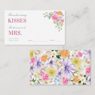 Pink & Orange How Many Kisses Bridal Shower Enclosure Card