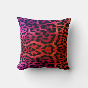 pink orange hue leopard pattern design throw pillo cushion
