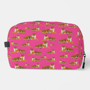 Pink Orange Jungle Tiger Animal Pattern School Dopp Kit