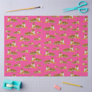 Pink Orange Jungle Tiger Animal Pattern Tissue Paper