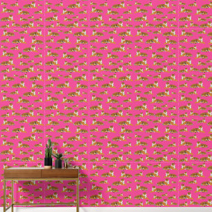Pink Orange Jungle Tiger Animal Pattern Wallpaper