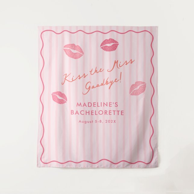 Pink Orange Kiss The Miss Bach Photo Backdrop Tapestry (Front)