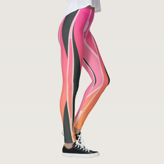 Pink & Orange Leggings With Wavy Black Stripes (Right)