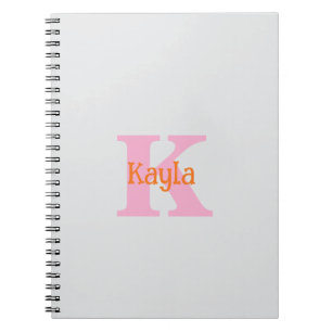 Pink Orange Light Grey Grey Bridal Shower Wedding Notebook