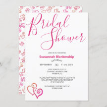 Pink Orange Linked Hearts Bridal Shower Template