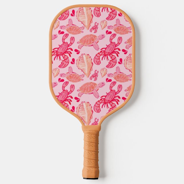 Pink Orange Lobster Under the Sea Pickleball Paddle (Back)