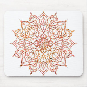 Pink & Orange Mandala on White Glam Mouse Mat