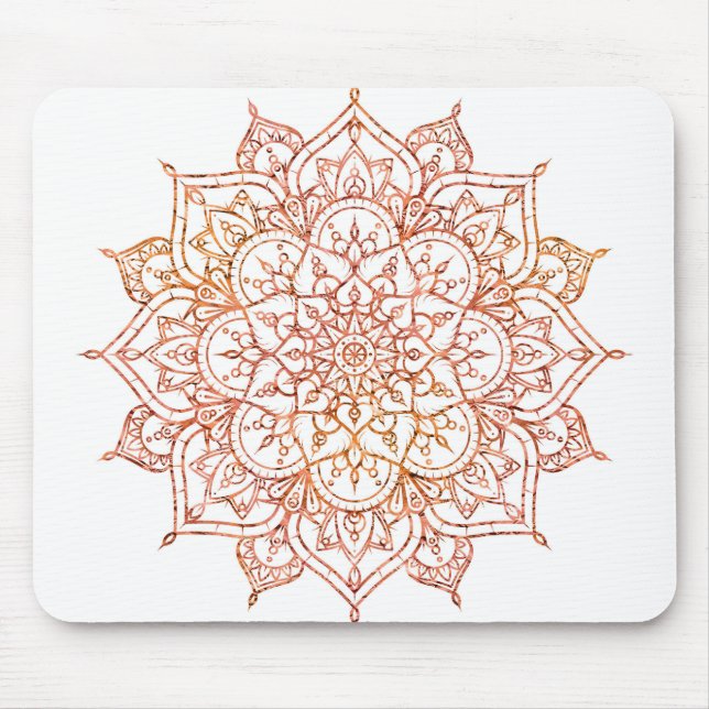 Pink & Orange Mandala on White Glam Mouse Mat (Front)