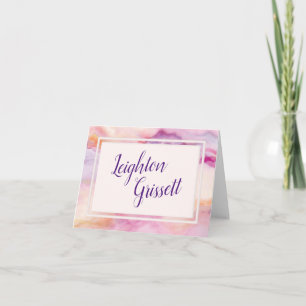Pink Orange Marble Border Note Card