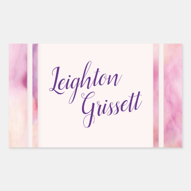 Pink Orange Marble Border Rectangular Sticker (Front)