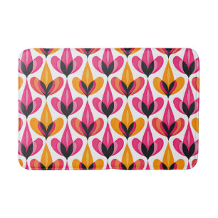 Pink& Orange Mid Century Modern RETRO Floral Bath Mat