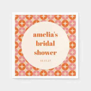 Pink Orange MidCentury Modern Custom Bridal Shower Napkin