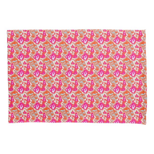 Pink Orange Mix Abstract Marble Modern Pattern Pillowcase (Front)