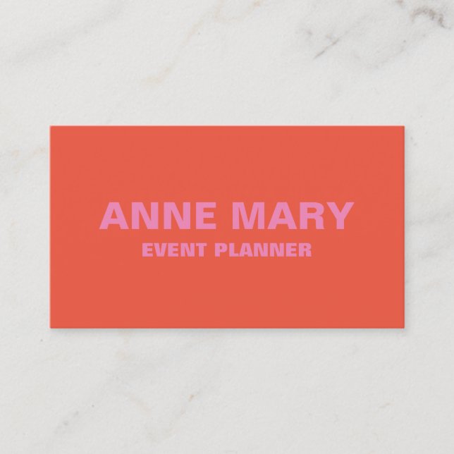 Pink Orange Modern Bold Bright Colourful Trendy Business Card (Front)