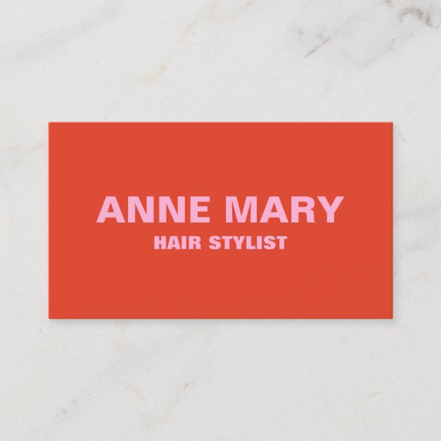 Pink Orange Modern Colourful Hair Stylist Salon Business Card (Front)