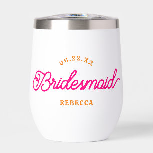 Pink Orange Modern Custom Minimalist Bridesmaid