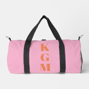 Pink Orange Monogram Three Initials Personalised Duffle Bag