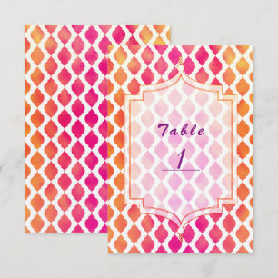 Pink & Orange Moroccan Party Theme Table Number