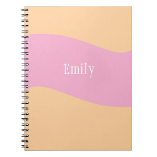 Pink Orange Name Monogram Retro Bold Notebook