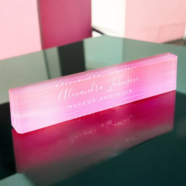 Pink Orange Ombre Makeup and Hair Beauty Nameplate (Creator Uploaded)