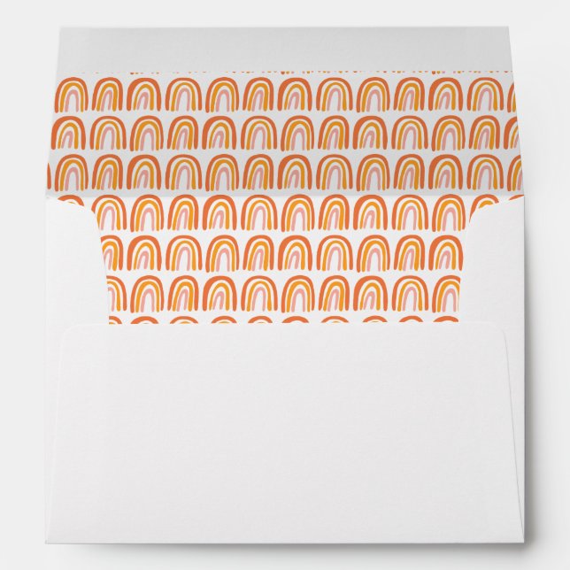 Pink Orange Pattern Rainbows Custom Baby Shower Envelope (Back (Bottom))