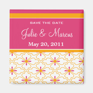 Pink & Orange Pattern Save The Date Magnets