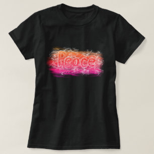 Pink Orange Peace Neon Christian Word Art Slogan T-Shirt